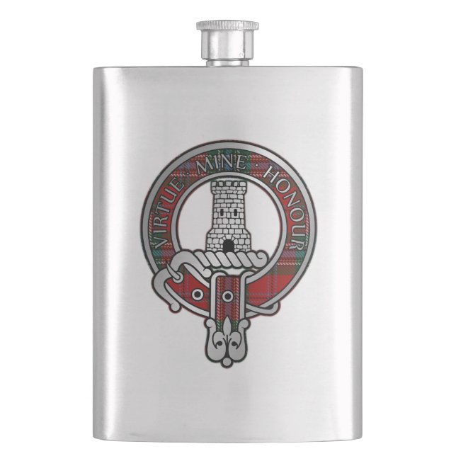 Clan MacLean Crest & Tartan Flask (Front)