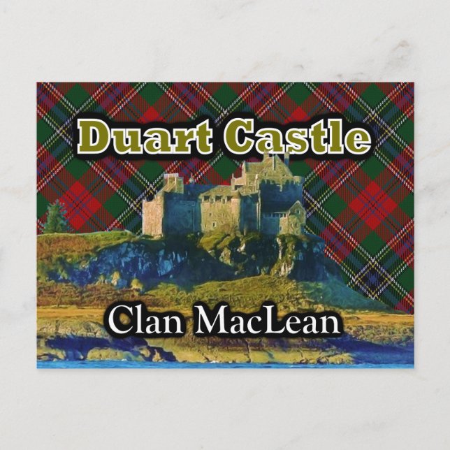 Clan MacLean Duart Castle Tartan Sky Postcard (Front)