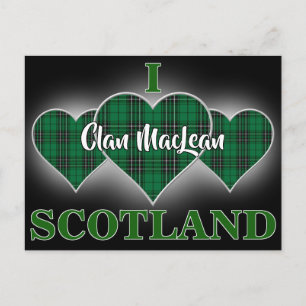 Clan MacLean I Love Scotland Hunting Tartan Heart Postcard