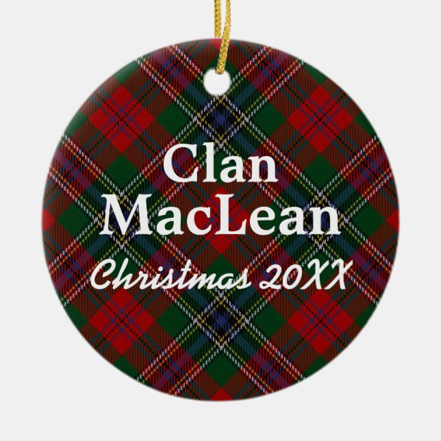 Clan MacLean Scottish Tartan Ceramic Tree Decoration (Front)