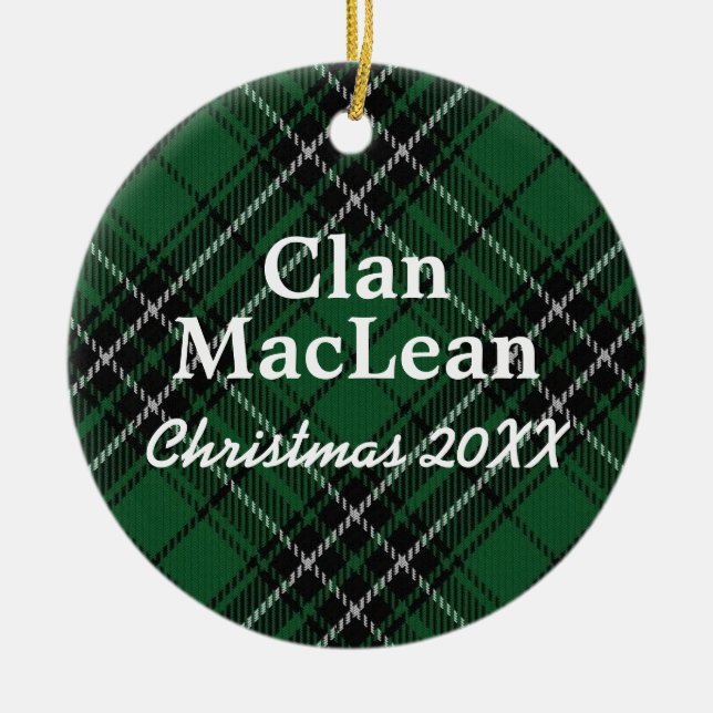 Clan MacLean Scottish Tartan Ceramic Tree Decoration (Front)