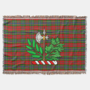 Clan MacLean Tartan And BattleAxe Crest Throw Blanket