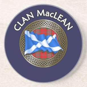 Clan MacLean Tartan Knot & Flag Coaster