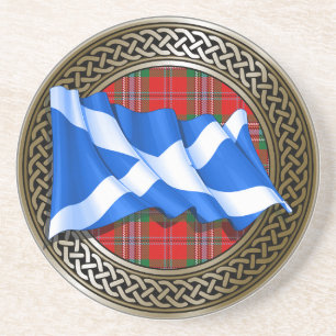 Clan MacLean Tartan Knot & Flag Coaster