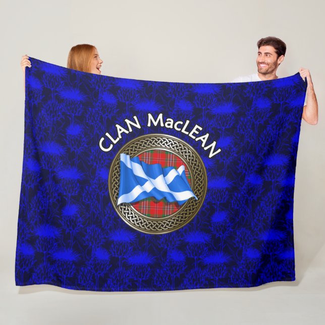 Clan MacLean Tartan Knot & Flag Fleece Blanket (In Situ)