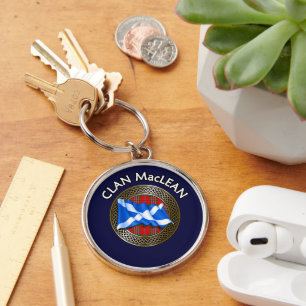 Clan MacLean Tartan Knot & Flag Key Ring