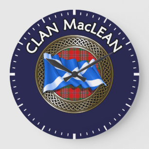 Clan MacLean Tartan Knot & Flag Large Clock