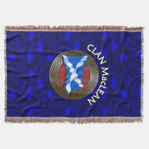 Clan MacLean Tartan Knot & Flag Throw Blanket