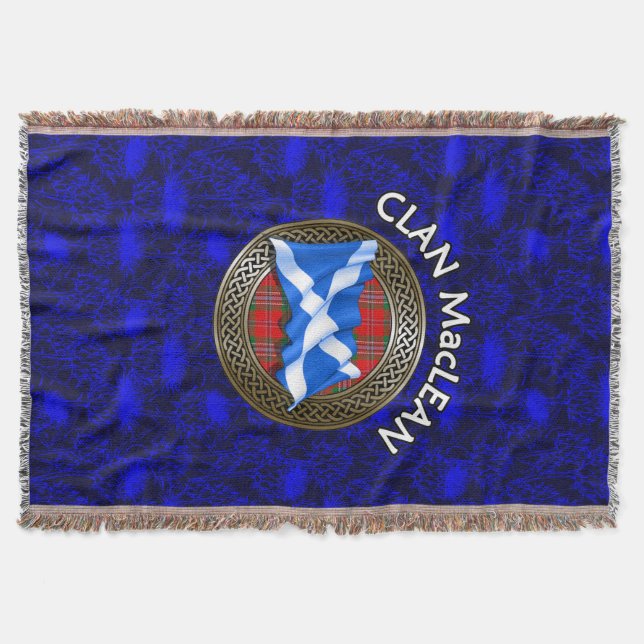 Clan MacLean Tartan Knot & Flag Throw Blanket (Front)