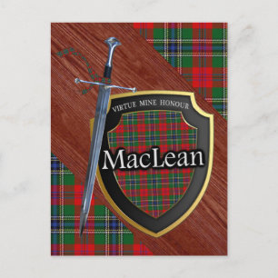Clan MacLean Tartan Sword & Shield Postcard
