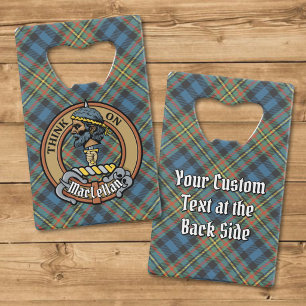 Clan MacLellan Crest over Ancient Tartan