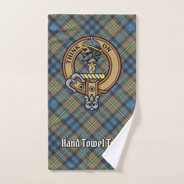 Clan MacLellan Crest over Ancient Tartan Bath Towel Set (Hand Towel)