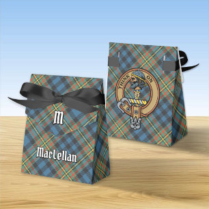 Clan MacLellan Crest over Ancient Tartan Favour Box