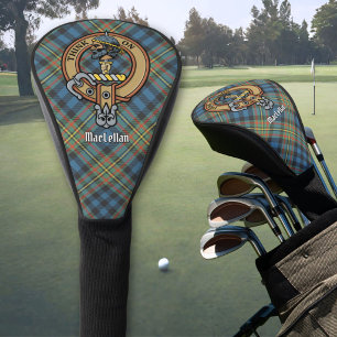 Clan MacLellan Crest over Ancient Tartan Golf Head Cover
