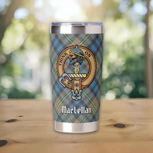 Clan MacLellan Crest over Ancient Tartan Insulated Tumbler