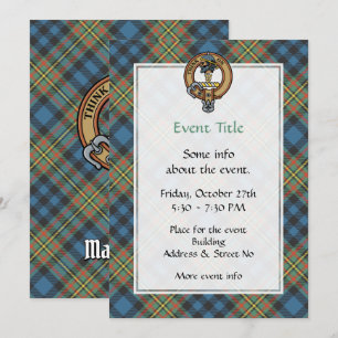 Clan MacLellan Crest over Ancient Tartan Invitation