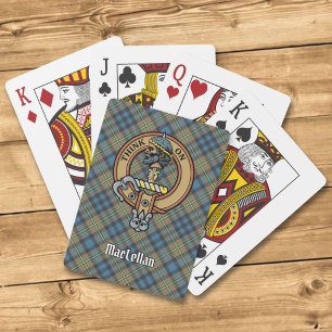 Clan MacLellan Crest over Ancient Tartan Playing Cards
