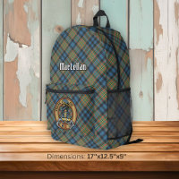 Clan MacLellan Crest over Ancient Tartan