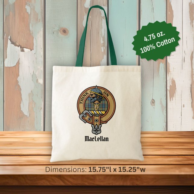 Clan MacLellan Crest over Ancient Tartan Tote Bag (Creator Uploaded)