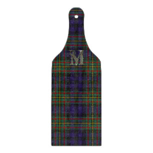 Clan MacLellan Plaid Monogram Glass Cutting Board