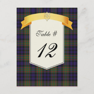 Clan MacLellan Tartan Plaid Wedding Table Number