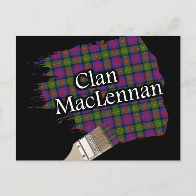 Clan MacLennan Scottish Tartan Paint Brush Postcard (Front)
