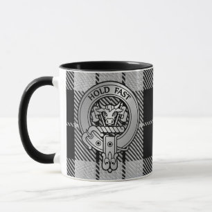 Clan MacLeod Crest & Black & White Tartan Mug