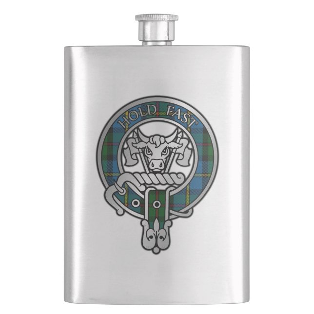 Clan MacLeod Crest & Hunting Tartan Flask (Front)