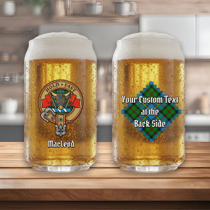 Clan MacLeod Crest over Hunting Tartan Can Glass