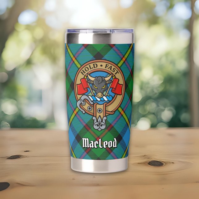Clan MacLeod Crest over Hunting Tartan Insulated Tumbler (Creator Uploaded)