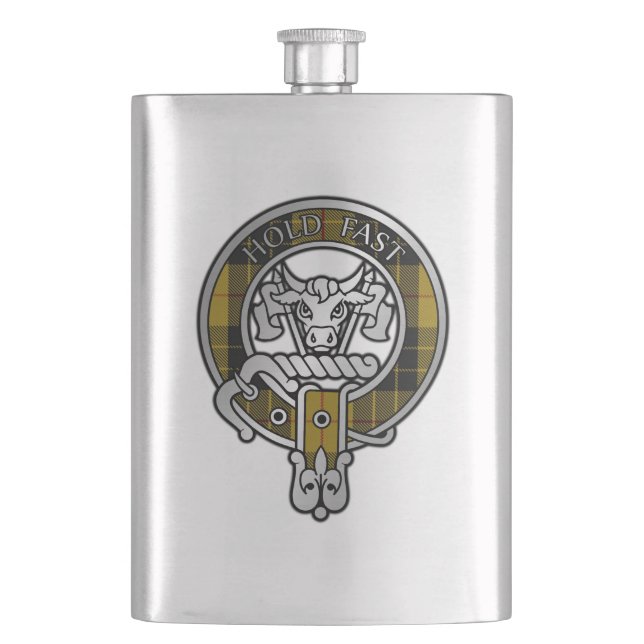 Clan MacLeod Crest & Tartan Flask (Front)