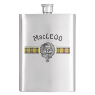 Clan MacLeod (Edit) Crest & Tartan Hip Flask