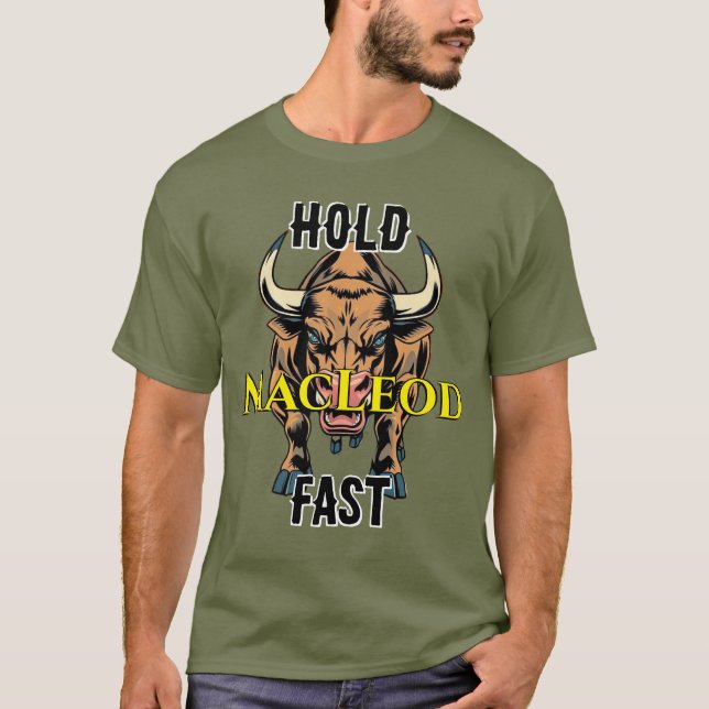 Clan MacLeod Hold Fast Bull Design T-Shirt (Front)