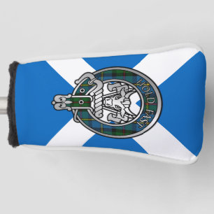 Clan MacLeod Hunting Tartan Crest on Saltire Golf Head Cover