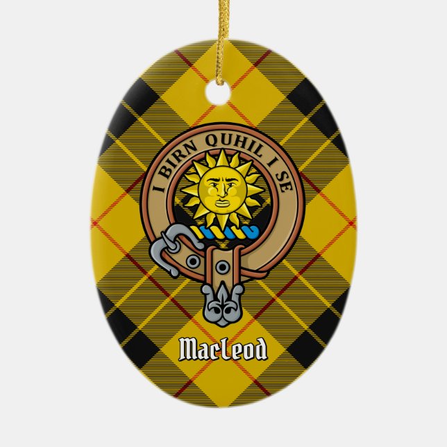 Clan MacLeod of Lewis Crest Ceramic Tree Decoration (Front)