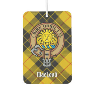 Clan MacLeod of Lewis Crest over Tartan Car Air Freshener