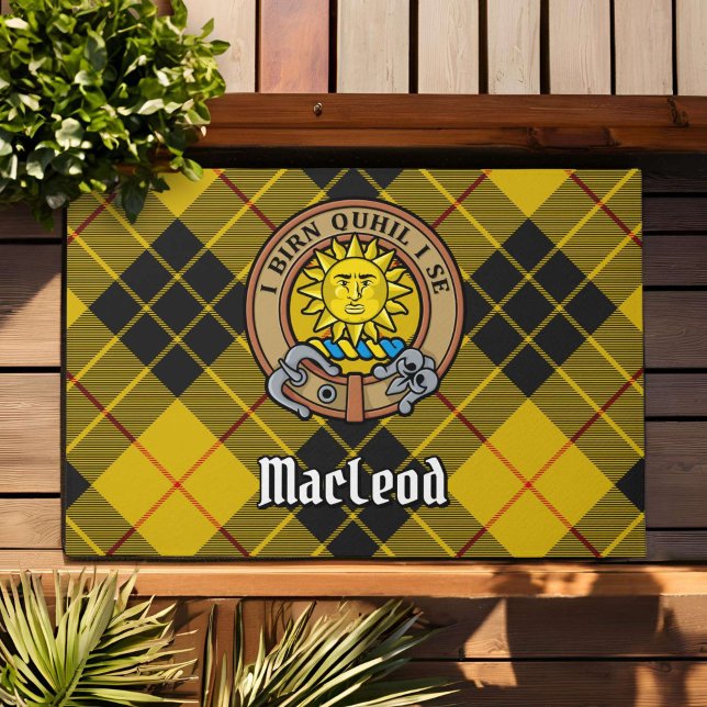 Clan MacLeod of Lewis Crest over Tartan Doormat (Creator Uploaded)
