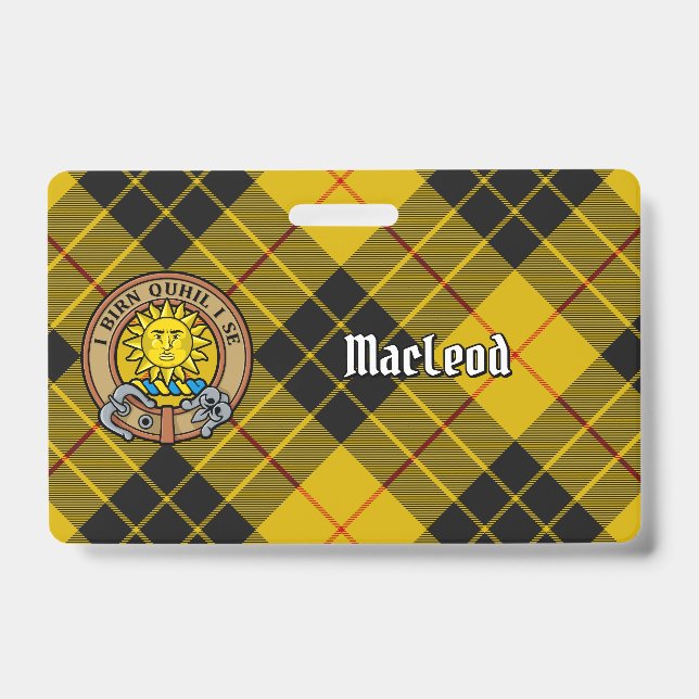 Clan MacLeod of Lewis Crest over Tartan ID Badge (Front)