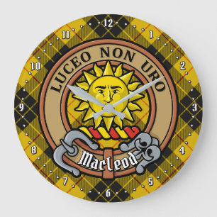 Clan MacLeod of Lewis Crest over Tartan Large Clock