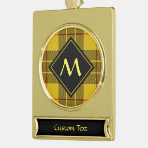 Clan Macleod of Lewis Tartan Gold Plated Banner Ornament