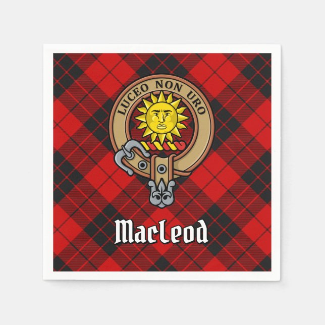 Clan MacLeod of Raasay Crest over Tartan Napkin (Front)