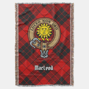 Clan MacLeod of Raasay Crest over Tartan Throw Blanket