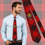 Clan MacLeod of Raasay Crest over Tartan Tie<br><div class="desc">Clan MacLeod of Raasay crest badge surrounded by a strap and buckle over tartan background. Custom text.</div>