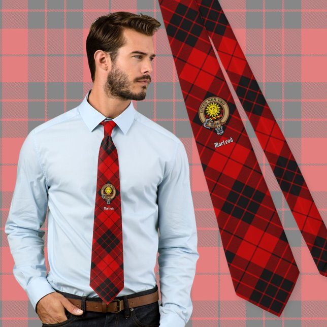 Clan MacLeod of Raasay Crest over Tartan Tie (Creator Uploaded)
