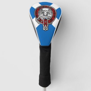 Clan MacLeod Red & Black Tartan Crest on Saltire Golf Head Cover