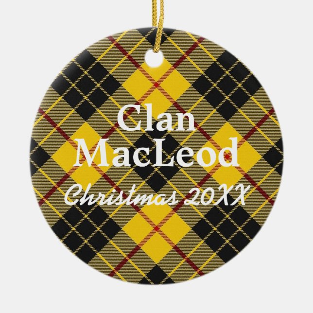 Clan MacLeod Scottish Tartan Ceramic Tree Decoration (Front)