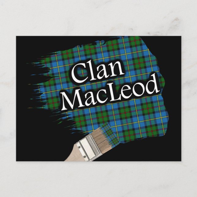 Clan MacLeod Scottish Tartan Paint Brush Postcard (Front)