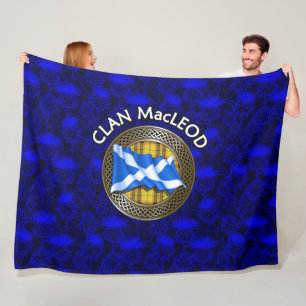 Clan MacLeod Tartan Knot & Flag Fleece Blanket