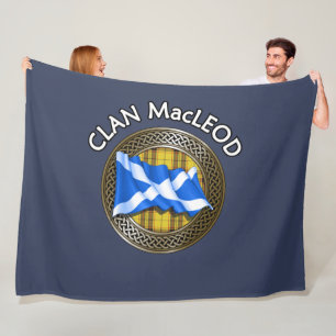 Clan MacLeod Tartan Knot & Flag Fleece Blanket