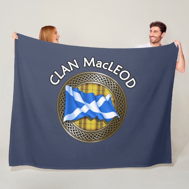 Clan MacLeod Tartan Knot & Flag Fleece Blanket (In Situ)